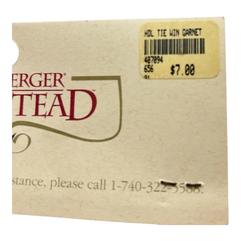 Longaberger‎ Handle Tie Homestead Finishing Touches Garnet Windowpane Plaid